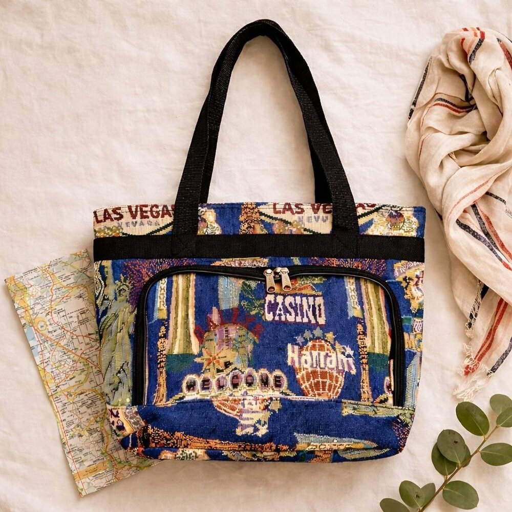 Las Vegas Casino Tapestry Tote Bag VTG Retro Nevada Strip Travel Purse Gambling